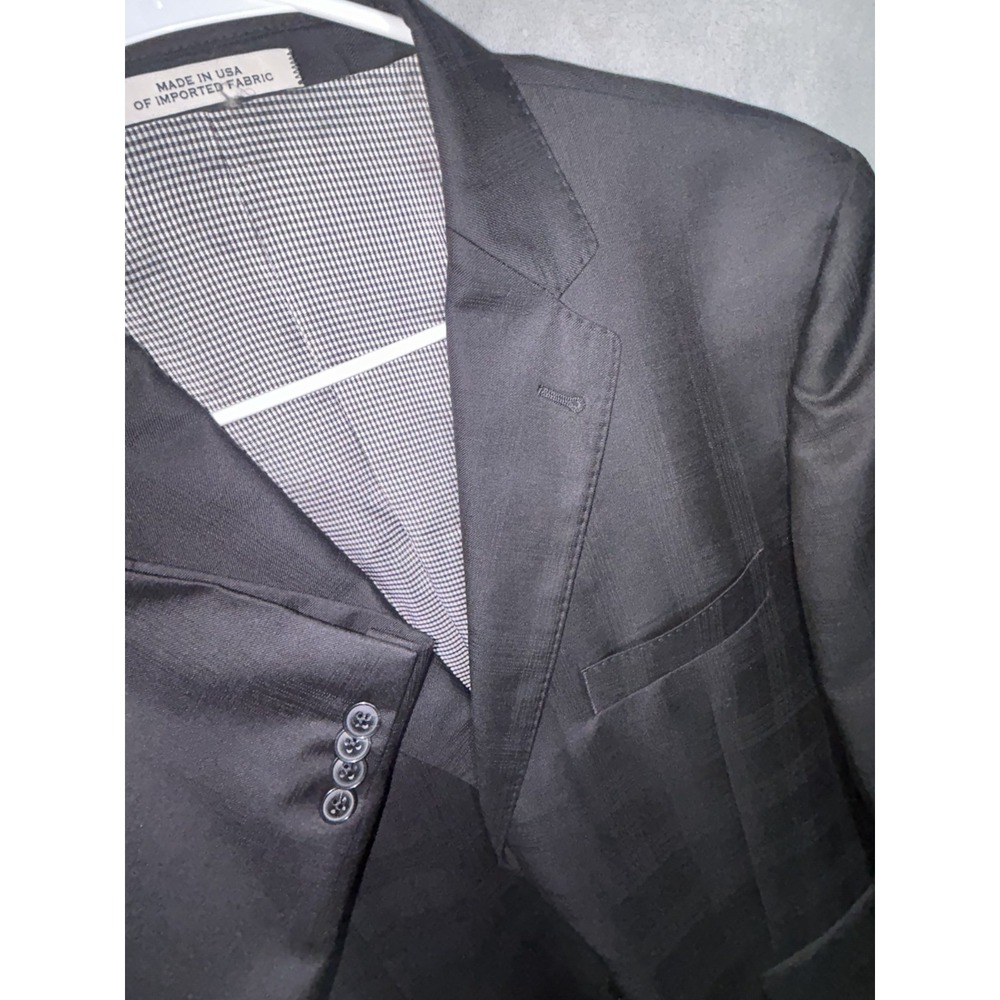 Joseph Abboud Blazer Men 44L Black windowpane union Made Usa Guabello 44r wool